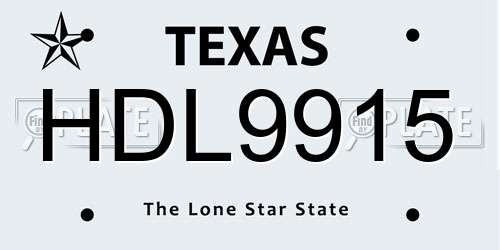 HDL9915 Texas License Plate