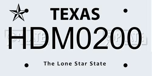 HDM0200 Texas License Plate