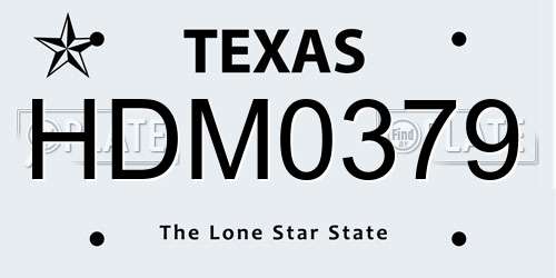 HDM0379 Texas License Plate