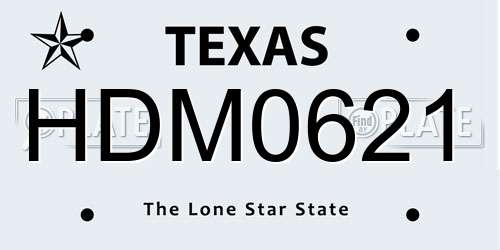 HDM0621 Texas License Plate