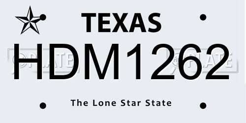 HDM1262 Texas License Plate