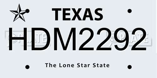 HDM2292 Texas License Plate