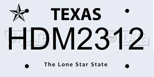 HDM2312 Texas License Plate