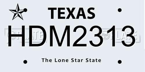 HDM2313 Texas License Plate