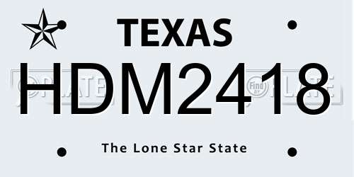 HDM2418 Texas License Plate