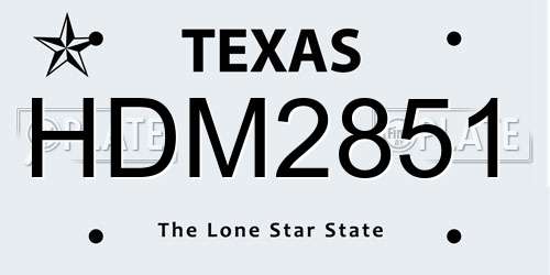 HDM2851 Texas License Plate
