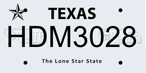 HDM3028 Texas License Plate
