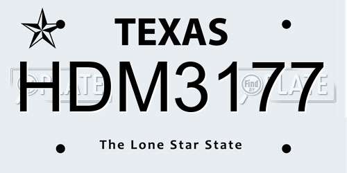 HDM3177 Texas License Plate