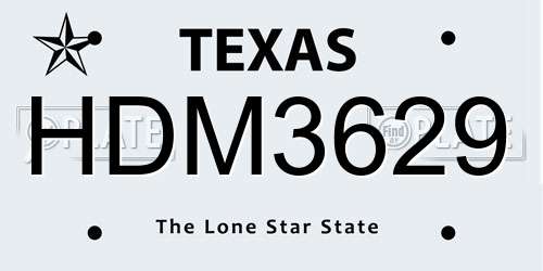 HDM3629 Texas License Plate
