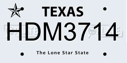 HDM3714 Texas License Plate