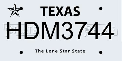 HDM3744 Texas License Plate