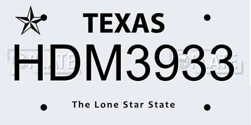 HDM3933 Texas License Plate
