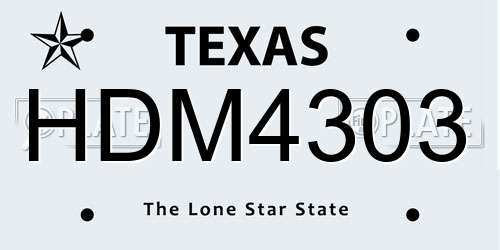 HDM4303 Texas License Plate