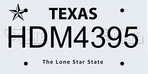 HDM4395 Texas License Plate
