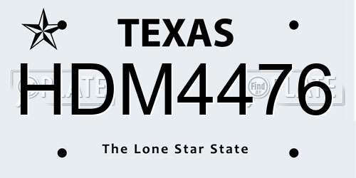 HDM4476 Texas License Plate