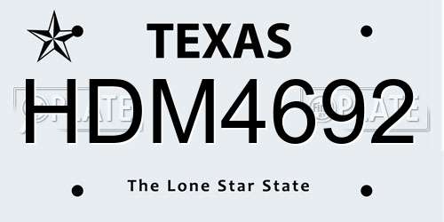 HDM4692 Texas License Plate
