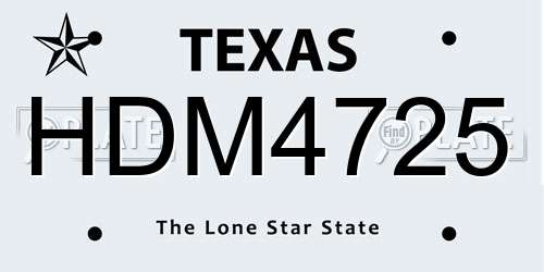 HDM4725 Texas License Plate