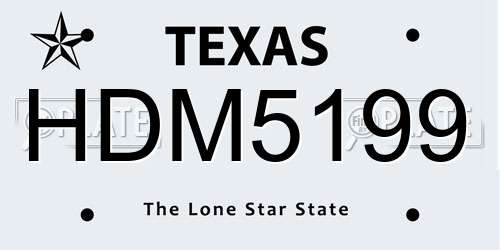 HDM5199 Texas License Plate