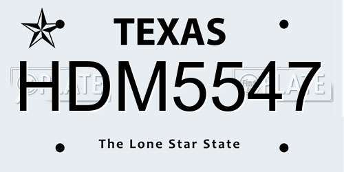 HDM5547 Texas License Plate