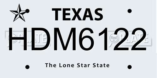 HDM6122 Texas License Plate