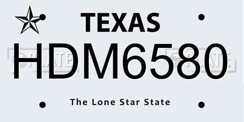 HDM6580 Texas License Plate