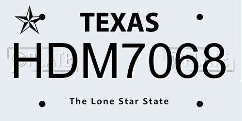 HDM7068 Texas License Plate