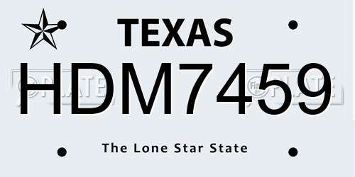 HDM7459 Texas License Plate