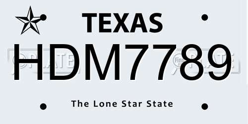 HDM7789 Texas License Plate