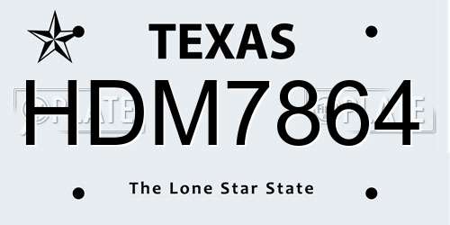 HDM7864 Texas License Plate