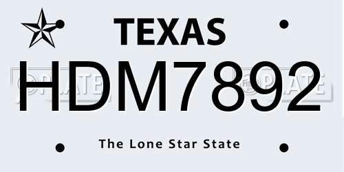 HDM7892 Texas License Plate