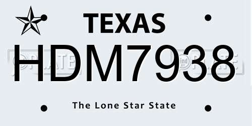 HDM7938 Texas License Plate