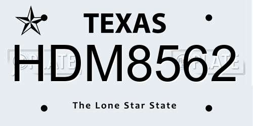 HDM8562 Texas License Plate