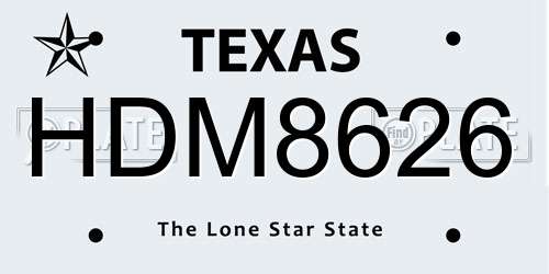HDM8626 Texas License Plate