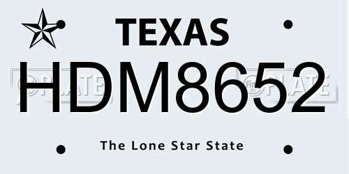 HDM8652 Texas License Plate