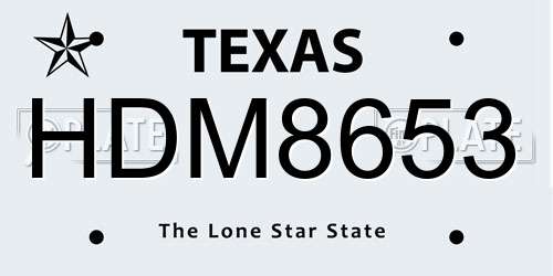HDM8653 Texas License Plate