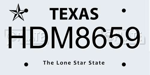 HDM8659 Texas License Plate