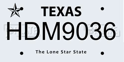 HDM9036 Texas License Plate