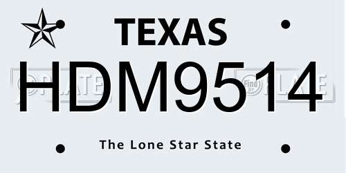 HDM9514 Texas License Plate