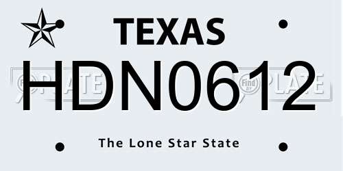 HDN0612 Texas License Plate