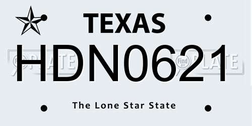 HDN0621 Texas License Plate