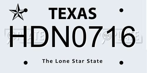 HDN0716 Texas License Plate