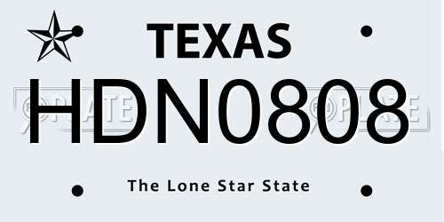 HDN0808 Texas License Plate
