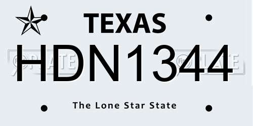 HDN1344 Texas License Plate