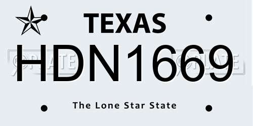 HDN1669 Texas License Plate
