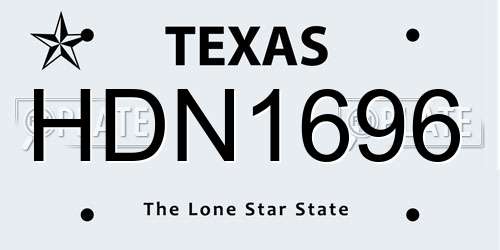 HDN1696 Texas License Plate