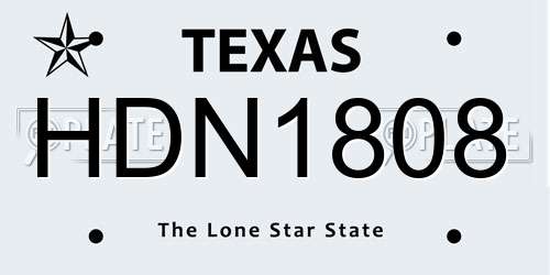 HDN1808 Texas License Plate