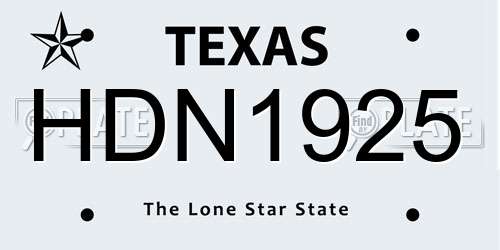 HDN1925 Texas License Plate