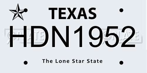 HDN1952 Texas License Plate
