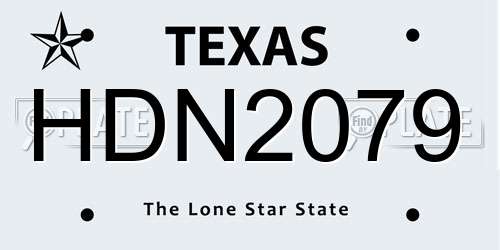 HDN2079 Texas License Plate