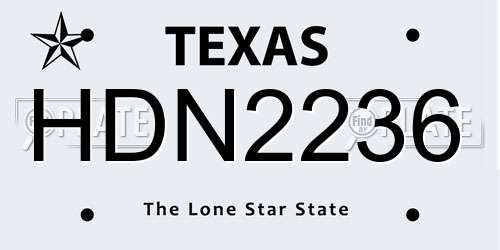 HDN2236 Texas License Plate